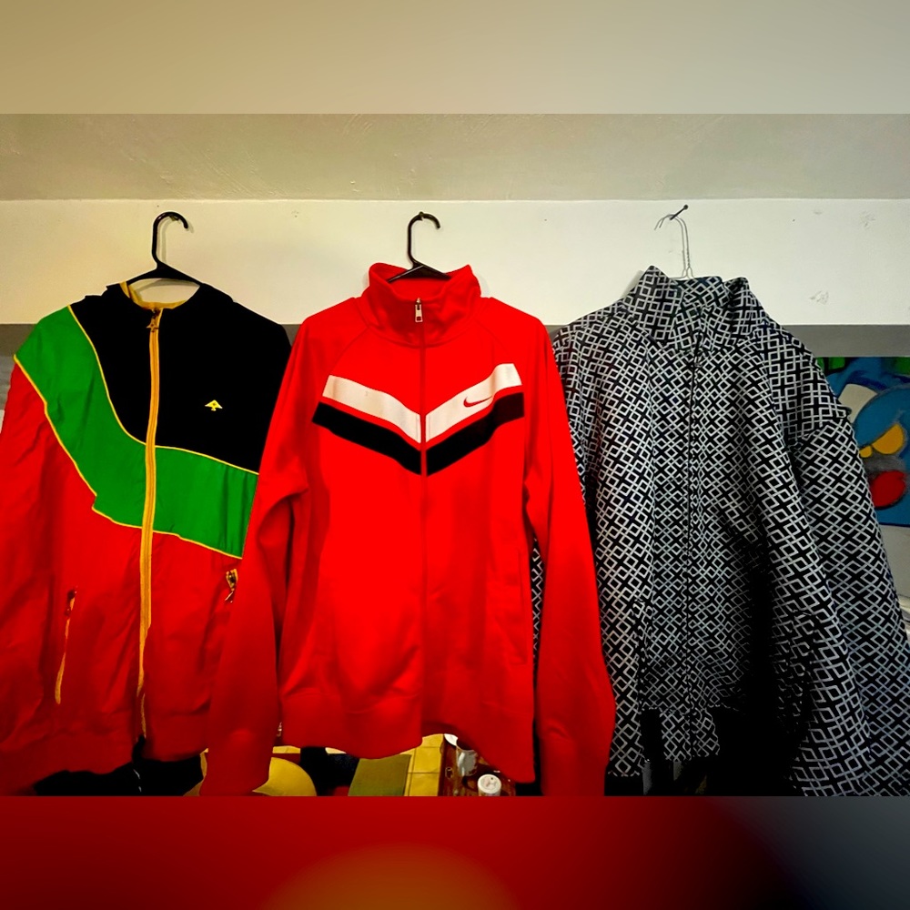 LRG rain jacket//Nike xl track jacket//Champs sports xl track jacket